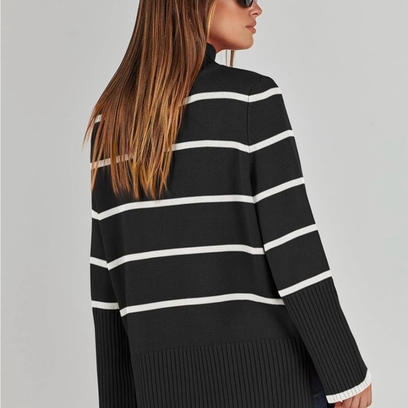 ANRABESS Womens Turtleneck Oversized Long Sleeve Split Hem Casual Knit Sweater - Picture 5 of 10